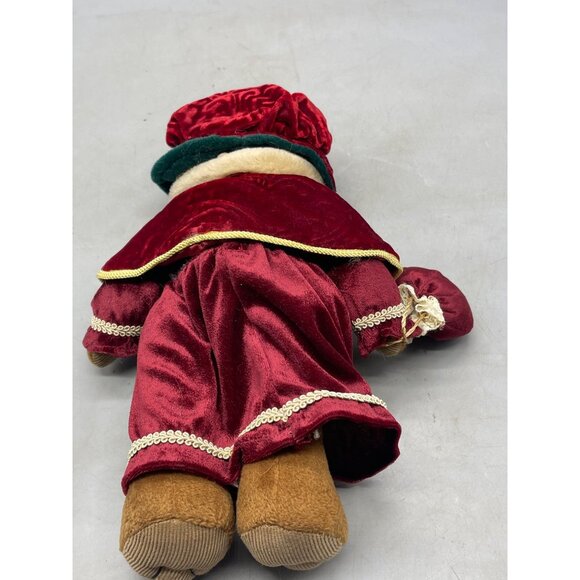 Christmas russ bear plush standing guinevere victorian red brown velvet READ - Picture 4 of 6